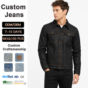 Giacca in Denim Versatile da Uomo, Tinta Unita, Vestibilità Slim, Moda Giovanile Casual, Giacca in Denim di Alta Qualità per Lavoro, Vendita all'Ingrosso - Product Image 1