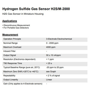 เมมเบรนพอร์ H2S/M-2000 เซ็นเซอร์ก๊าซไฮโดรเจนซัลไฟด์แบบอิเล็กโทรเคมี สวิตเซอร์แลนด์ ได้รับการรับรองตามมาตรฐาน RoHS - Product Image 2