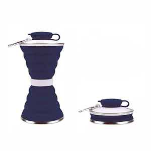 Bouteille d'eau en silicone PP, couleur unie, réutilisable, lavable, télescopique, rechargeable, à large ouverture, pour le sport, la gym, les voyages - Product Image 3