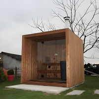 Sauna de Vapor Eléctrica de Sal Marina de Lujo, Tamaño Grande, Moderna, para Exteriores, de Madera Sólida con Luces LED de Estrellas, para Spa y Villa