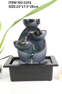 Fontaine d'eau intérieure miniature USB rocaille bassin pendentif d'eau avec fleur transportant bonsaï Sculpture résine décoration <span class=keywords><strong>de</strong></span> la maison - Product Image 3
