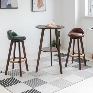 Chaise <span class=keywords><strong>de</strong></span> <span class=keywords><strong>bar</strong></span> pivotante ronde haute <span class=keywords><strong>en</strong></span> <span class=keywords><strong>bois</strong></span>, chaise <span class=keywords><strong>de</strong></span> <span class=keywords><strong>bar</strong></span> luxueuse rembourrée, chaises <span class=keywords><strong>de</strong></span> <span class=keywords><strong>bar</strong></span> <span class=keywords><strong>en</strong></span> <span class=keywords><strong>bois</strong></span> avec repose-pieds - Product Image 4
