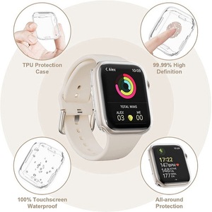 Funda transparente para <span class=keywords><strong>Apple</strong></span> <span class=keywords><strong>Watch</strong></span> de 49mm, 45mm, 41mm, 44mm y 40mm, Protector de pantalla, cubierta completa, parachoques de TPU, accesorios para IWatch Series 8, 7, SE, 6, 5, 4 - Product Image 3