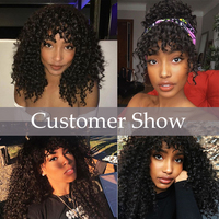 Vente en gros de cheveux humains brésiliens bruts de qualité 11A, demi-perruque naturelle noire afro bouclée crépue 4C, demi-perruques 3 en 1 pour femmes