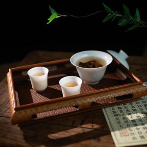 半円形の竹製ティートレイ天然ロックインレイマットアークデザインで禅ドライ醸造と室内装飾 - Product Image 5