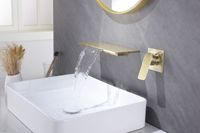 Robinet de lavabo mural en or brossé noir, lavabo encastré dans la salle de bain, robinet d'eau intégré dans la boîte pré-encastre.