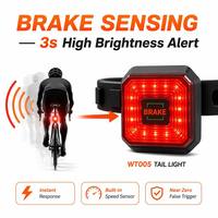 LED-Fahrrad-Rücklichter Intelligente Bremssensor-Rückleuchte Aluminiumlegierung USB-C 6 Modi 35H Ultra-Lange Akkulaufzeit Nachtfahrt Radfahren