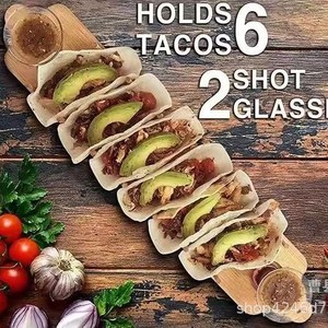 Taco Holder Wooden Rectangle With Hanging Feature For Party <b>Kitchen</b> Use - Product Image 2