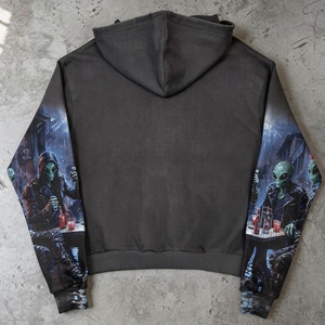 Vintage Streetwear Distressed Zipper Hoodies French Terry Oversized <b>Zip</b> <b>up</b> <b>Hoodie</b> Custom Graphic Acid Wash Cropped Unisex <b>Hoodie</b> - Product Image 2