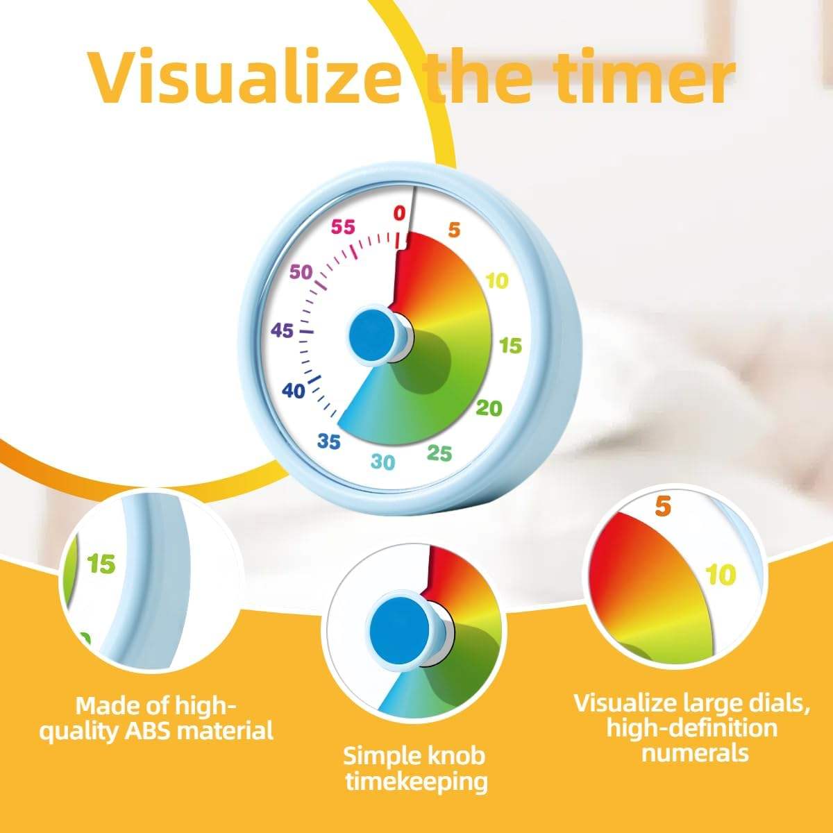 KidsFriendly Eco-Friendly 60-Minute Round Shape Plastic Mechanical Countdown Timer Alarm Rechargeable Battery for Kitchen Use