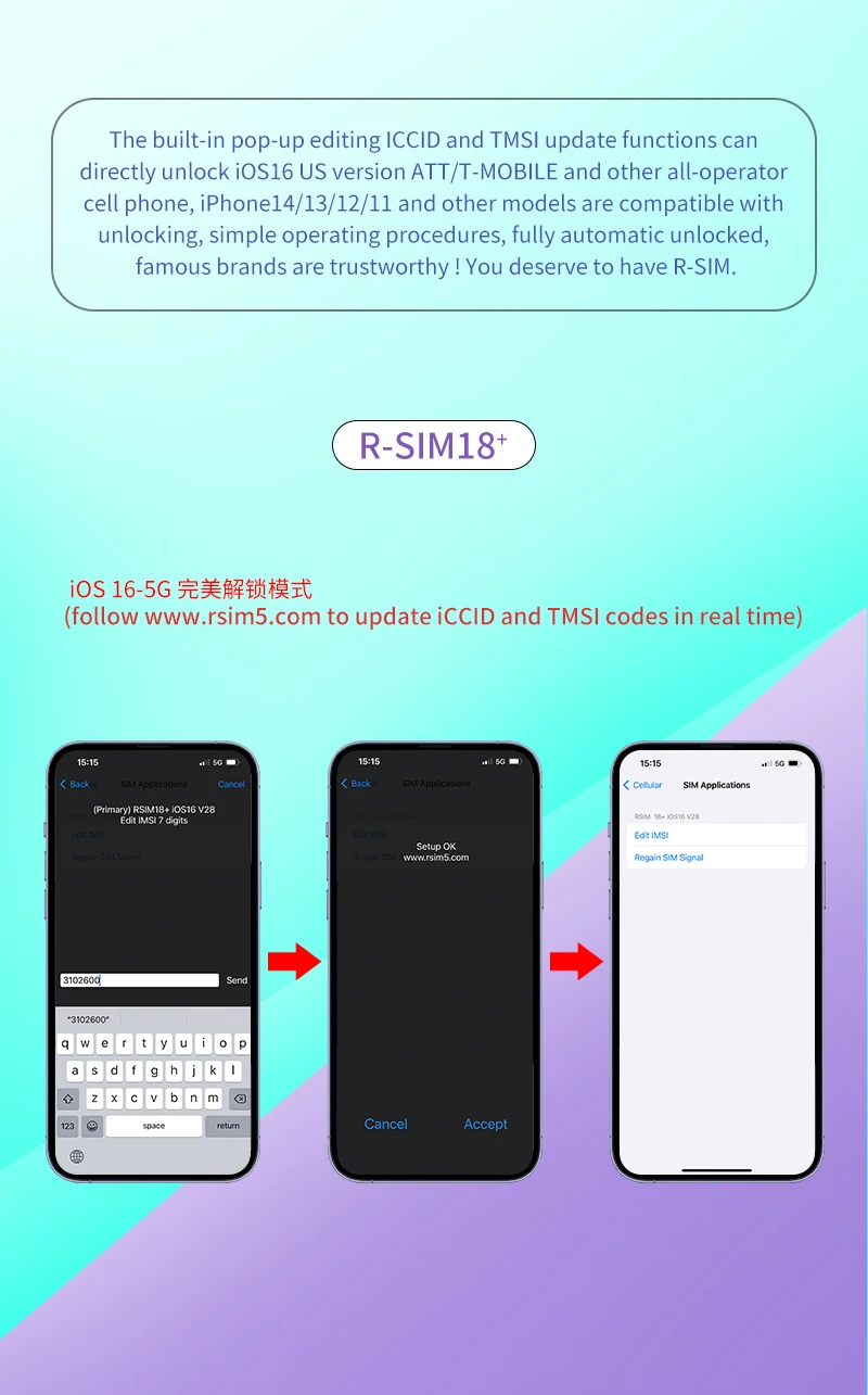 R-SIM18+ dual-chip  CPU sim card sticker for iphone 14 series 5G version iOS16