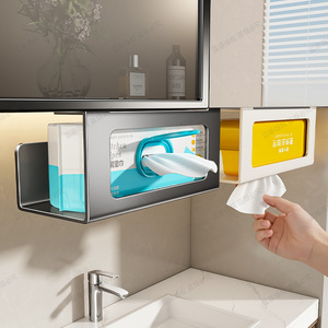Blue Vine No Drill Tissue Box Shelf Self Adhesive Rectangular For Bathroom Mirror Cabinet Under Sink Storage Face Towel Paper - Product Image 1