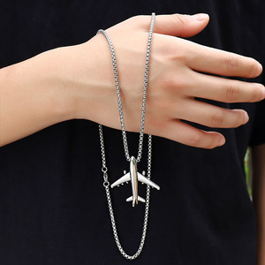 Noter nueva moda hombres avión Collar Hiphop Rock colgante Colar Masculino accesorios masculinos novio regalo - Product Image 3