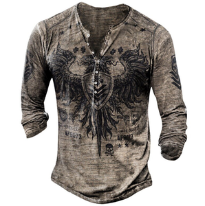 Maglietta da <span class=keywords><strong>uomo</strong></span> con <span class=keywords><strong>scollo</strong></span> a <span class=keywords><strong>V</strong></span> stampata in 3D <span class=keywords><strong>manica</strong></span> <span class=keywords><strong>lunga</strong></span> autunno oversize abbigliamento ampio in stile Hip Hop tessuto a maglia stampa digitale - Product Image 2