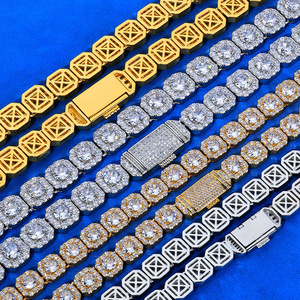 Collares de tenis de moissanita VVS chapados en oro de 18 quilates y plata de ley 925, los más vendidos, estilo hip hop, con incrustaciones de diamantes, que pasan la prueba del diamante. - Product Image 4