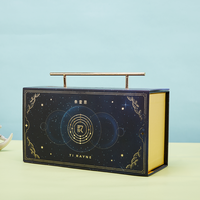 Boîte cadeau rigide magnétique avec logo imprimé écologique personnalisé, poignée métallique, pour emballage de luxe, vente en gros, haute qualité