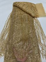 NI.AI Nouveau Tissu en Tulle Brodé de Perles Lourdes et de Franges, avec Paillettes et Perles Tubulaires, pour Robe de Soirée