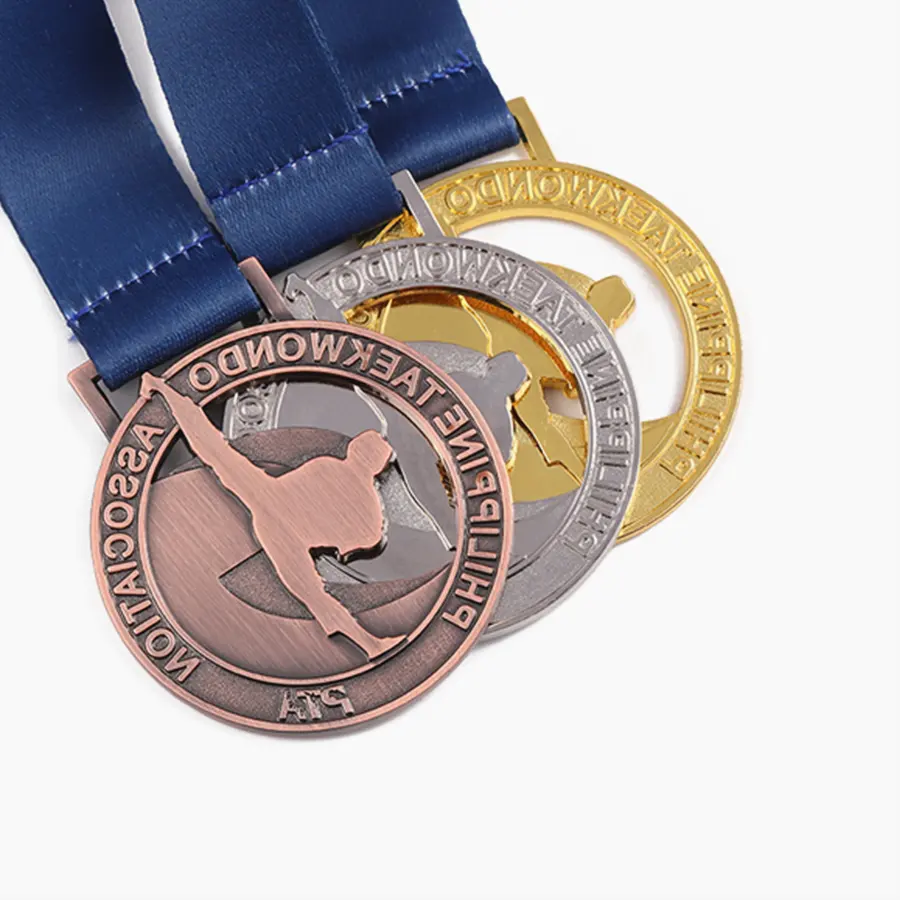Shenzhen Mingfeng fabricante barato al por mayor sublimación Metal oro Premio medallas deportes personalizado boxeo karate taekwondo medallas