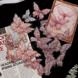 Pegatinas 3D de Mariposas de Cristal, Material PET Ecológico Resistente al Agua, Etiquetas Retro para <span class=keywords><strong>Revistas</strong></span>, Decoración para Fiestas - Product Image 2