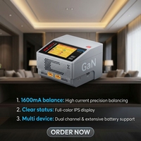 Chargeur intelligent HOTA S6 Ultra GaN double canal AC 480W DC 650W 15A 1-6S LiPo 12V pour drones FPV et pièces d'avions RC