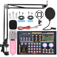 Interface audio Carte son Microphone pour podcast XLR Changeur de voix Kit de microphone d'enregistrement pour téléphone portable Mixeur