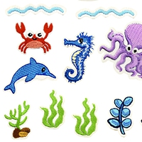 Patch brodé à thème marin, motif Nuage marin, Cocotier, Bouée, Bateau, avec support thermocollant pour étiquette de bagage et décoration de sac