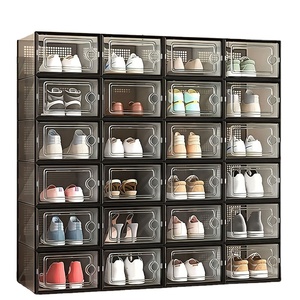 Boîte à chaussures transparente en plastique, organisateur rectangulaire pliable et anti-poussière, rangement pour la maison et le dortoir, armoire à chaussures en gros - Product Image 1