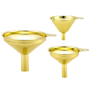 Buytuy Honbu 304 Stainless Steel Gold Cone Funnel Set For Oil Wine Kitchen Dispensing - Product Image 3