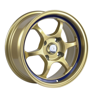 HAMMAL Nouvelle <span class=keywords><strong>jante</strong></span> de voiture 15x7 4x100 en alliage d'aluminium ET35 Gris canon de fusil avec ligne rouge, pièces automobiles légères et sportives pour la course - Product Image 2