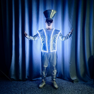 Led <b>Illuminated</b> Costume High Hat With White Light Flashing Stage Performance Outfits Unisex - Product Image 1