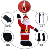 Vente en gros transfrontalière : Figurine gonflable de Père Noël agitant le bras de 2,4 m, décorations de Noël lumineuses pour le jardin