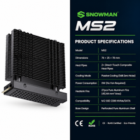 SNOWMAN MS2 M.2 SSD Cooler 2 Pipa Panas 0dB Radiator Pendingin Pasif Senyap untuk 2280 PCIe 5.0 NVMe Desktop PC Heatsink