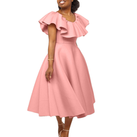 Robe d'été pour femme, élégante, à volants, épaules dénudées, sans manches, tricotée, pour banquets, tenue décontractée ou de soirée