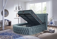 Ensemble de meubles de chambre à coucher de luxe multifonctionnels en bois massif et tissu