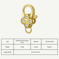 Nouveaux composants de bijoux en forme florale VFOOK avec zircon de haute qualité, accessoires de fabrication de colliers en or véritable 18 carats inaltérable