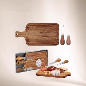 Wooden Cheese Board <b>Set</b> With Knives And Forks Portable Cutting Board For Home Outdoor Use - Product Image 2