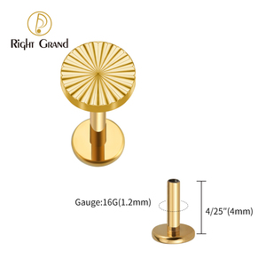 <span class=keywords><strong>Piercing</strong></span> plano <span class=keywords><strong>de</strong></span> <span class=keywords><strong>titanio</strong></span> ASTM F136 16G con diseño geométrico <span class=keywords><strong>de</strong></span> sector, tipo labret Monroe, para cartílago, tragus, hélix, concha - Product Image 6