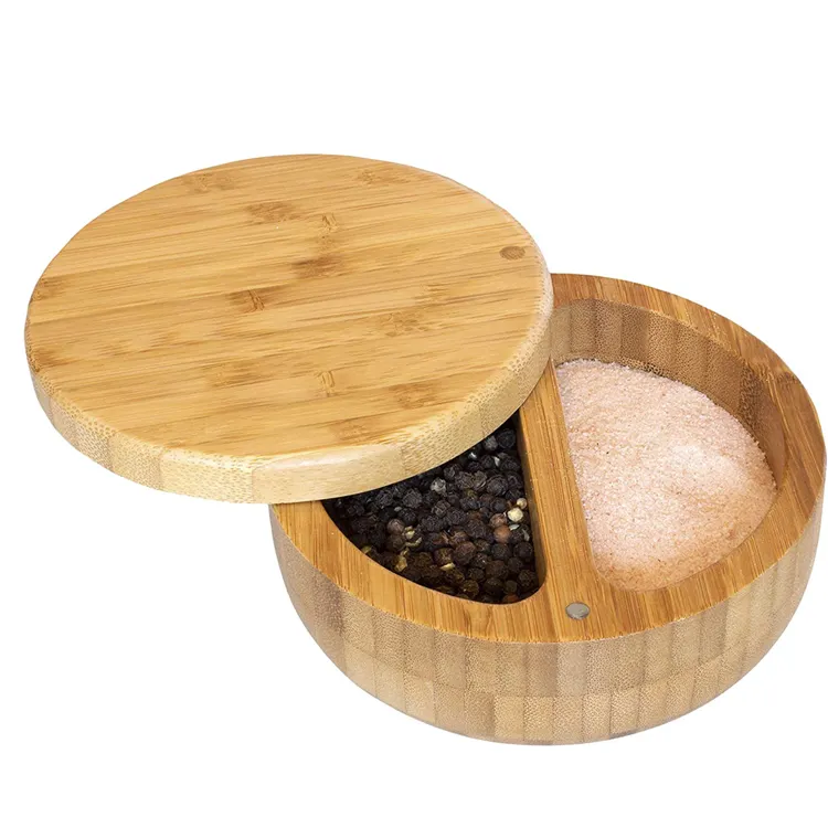 Totally Bamboo Salt Keeper Duet Salt and Pepper Bowl Salt Cellar and Storage Box