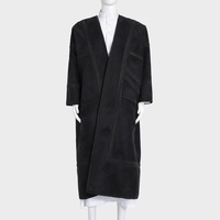 Manteau Farwa en Faux Daim Chaud d'Hiver pour Hommes, Style Arabe Ouvert sur le Devant, Doublure Polaire, Longue Cape Islamique Musulmane, Vêtement d'Extérieur Moyen-Oriental