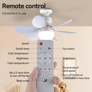 Ventilateur <span class=keywords><strong>de</strong></span> <span class=keywords><strong>plafond</strong></span> LED moderne 30W 6 pales E27, 3 niveaux <span class=keywords><strong>de</strong></span> luminosité réglable, télécommande, ventilateur rafraîchissant pour garage, <span class=keywords><strong>salle</strong></span> <span class=keywords><strong>de</strong></span> <span class=keywords><strong>bain</strong></span>, chambre à coucher - Product Image 4