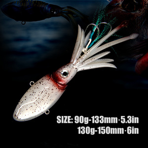 Señuelo Duro Luminoso UV <span class=keywords><strong>de</strong></span> Metal y Plástico OEM con Forma <span class=keywords><strong>de</strong></span> Calamar para Pesca en Superficie/Agua Media con Anzuelos para Atún y Bagre - Product Image 4