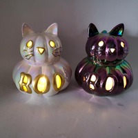 Peint à la main Halloween en forme de citrouille tasse à café poignée chat noir porcelaine pays Design fête voyage cadeau avec couvercle imprimé