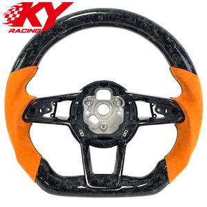 Volant sport en fibre de carbone forgée sur mesure, revêtement en suède orange, pour Audi A3 A4 A5 A6 TT TTRS C7 C8 Q3 Q5 SQ5 SQ8 RS3 RS7 R8 - Product Image 1
