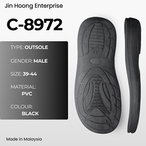JH Jin Hoong <b>Men</b> C-8972 Black PVC <b>Water</b> Resistant Anti-Slip Durable <b>Shoes</b>/Slippers 38mm Thickness Malaysia - Product Image 1