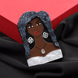 ロングヘア女の子アクリルブローチ服ラペルピンブローチ女性 - Product Image 5