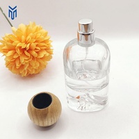 Flacon de parfum en verre personnalisé de 50 ml, cylindrique, à fond épais, en bois, flacon de parfum marocain