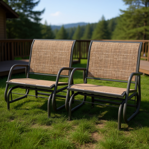 Conjunto de 2 Sillas Glider para Exteriores, Estructura Metálica, Tela Tejida, Muebles de Jardín, Diseño Contemporáneo, Asientos Duraderos para Patio - Product Image 2