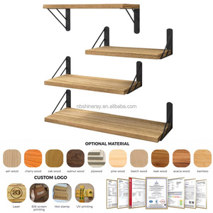 Ensemble d'étagères flottantes en <span class=keywords><strong>bois</strong></span> massif à 4 niveaux, robustes <span class=keywords><strong>et</strong></span> modernes, pour salon, salle de bain, armoire, garage, rangement de sacs, noir - Product Image 2