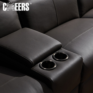 Sofá Seccional Reclinable <span class=keywords><strong>Manwah</strong></span> Cheers Power Moderno de Cuero Genuino con Estructura Metálica Extensible para Sala de Estar - Product Image 5