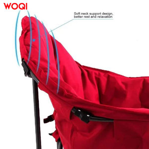 Chaise pliante de camping Woqi, tissu Oxford rouge, structure en aluminium, chaise de jardin ronde, légère, portable, pour usage extérieur - Product Image 2